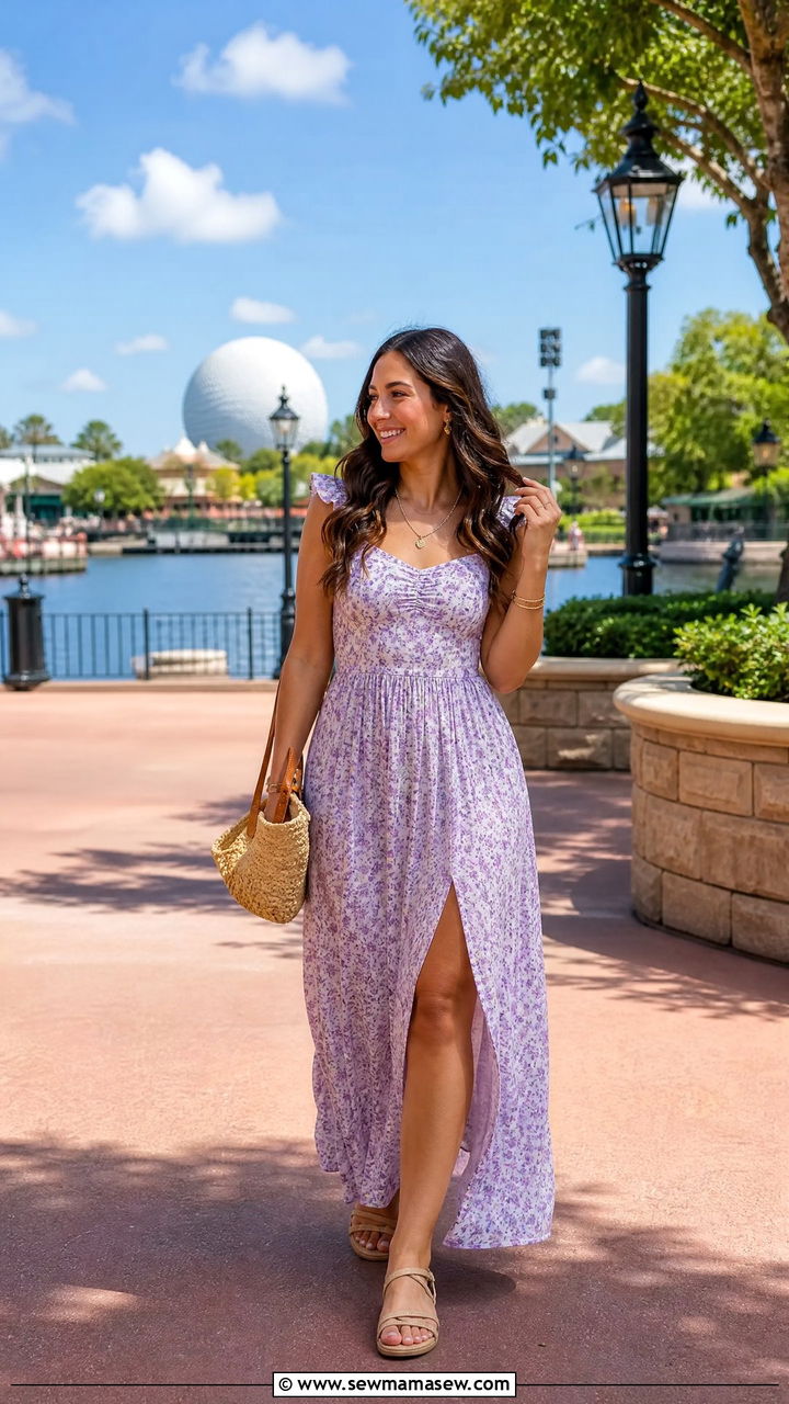 Flowy Maxi Dress and Sandals Disney World Spring Outfit - 30 Disney World outfit ideas spring