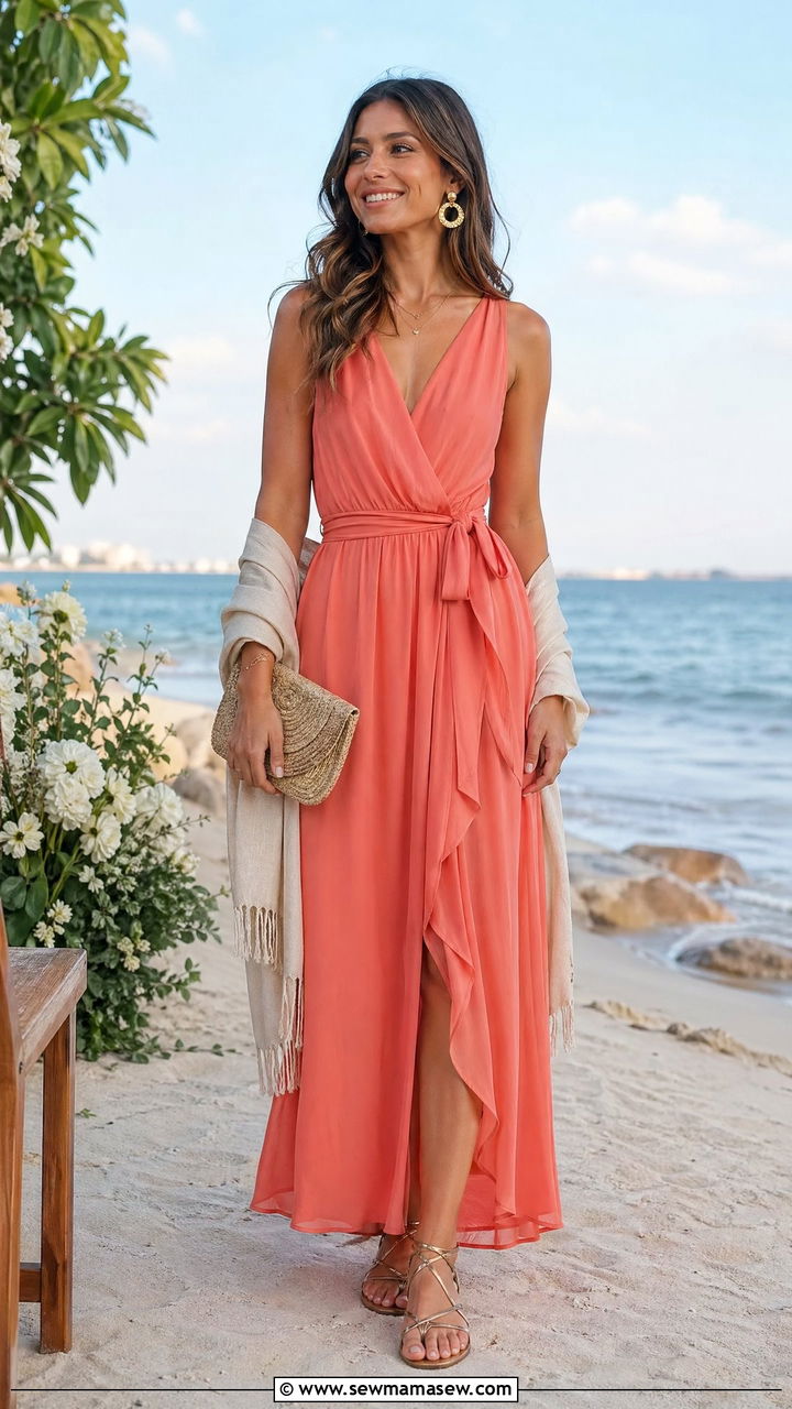 Flowy Maxi Dress for Beach Wedding - 35 Destination wedding guest outfit ideas