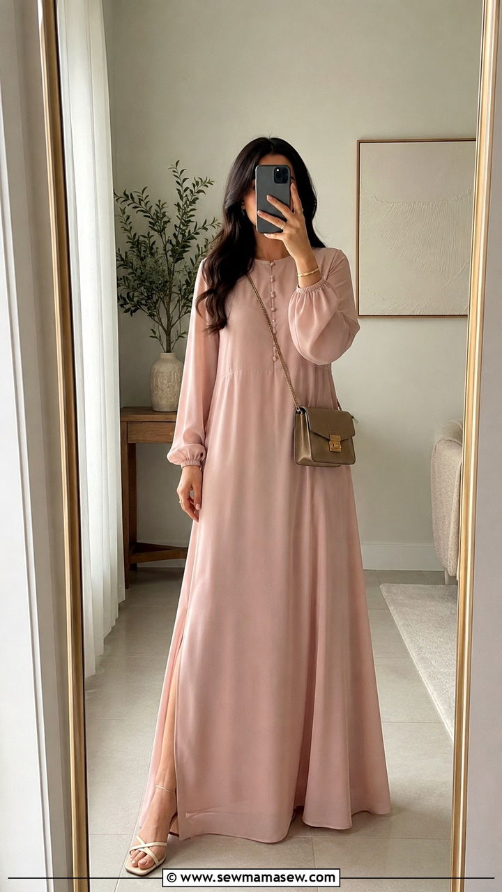 Flowy Maxi Dress with a Soft Drape - 20 Modest outfit ideas for iftar