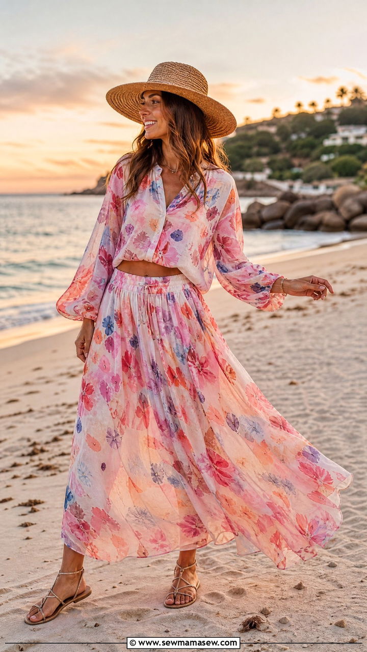 Flowy Maxi Matching Set Outfit - 30 matching set outfits aesthetic