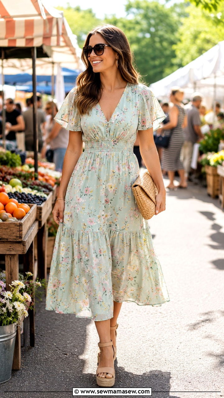 Flowy Midi Dress Summer Outfit - 30 Modest summer outfits