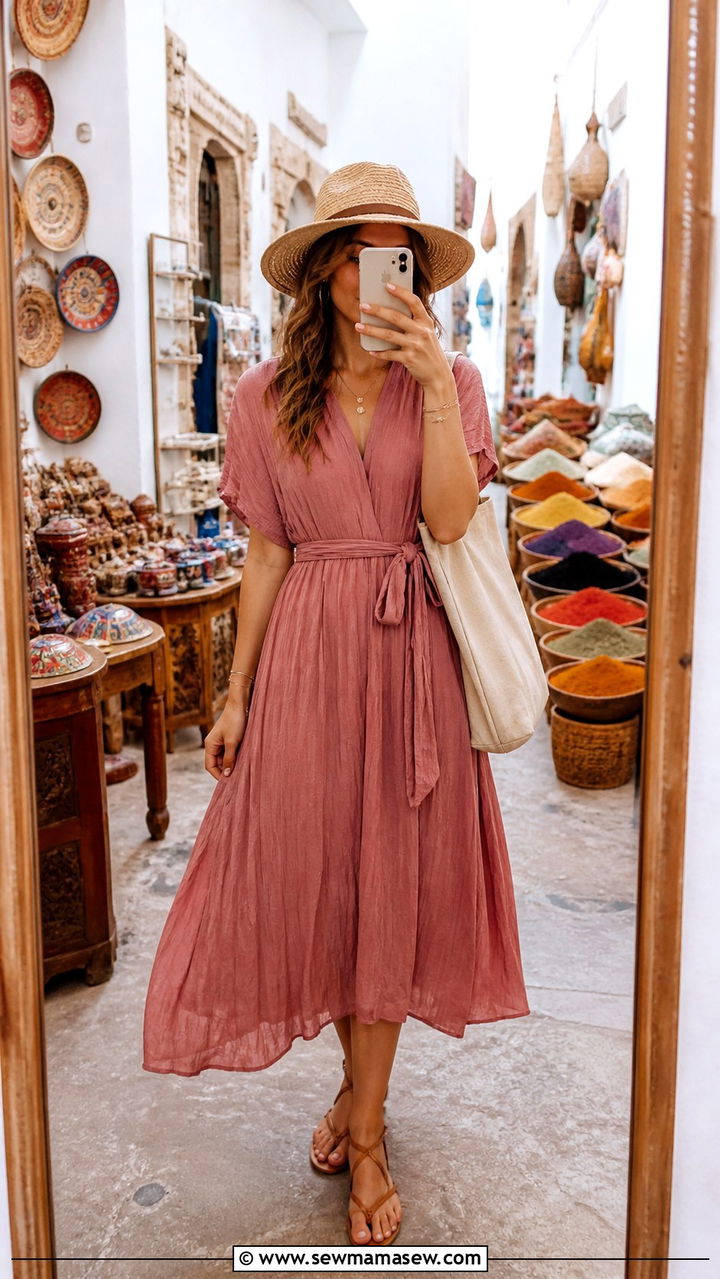 Flowy Midi Dress With Sandals - 20 Aswan outfit ideas