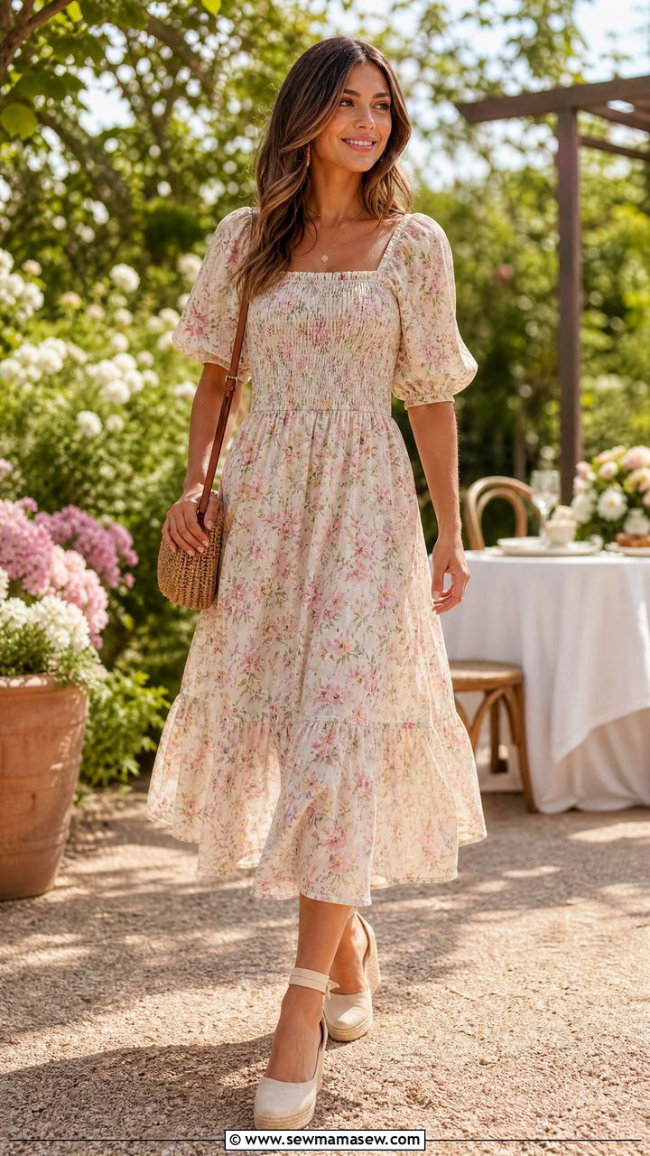Flowy Midi Dress and Espadrilles - 40 summer outfit ideas for women