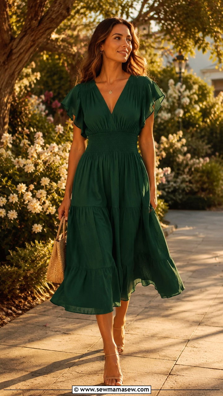 Flowy Midi Dress with Defined Waist for Photoshoot - 25 Photoshoot outfits for midsize women