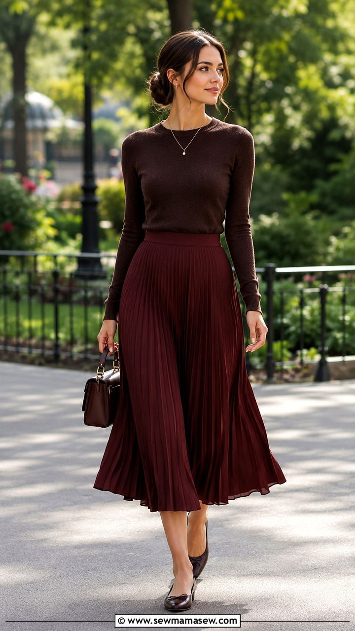 Flowy Midi Skirt with a Fitted Sweater - 25 Panel discussion outfit ideas