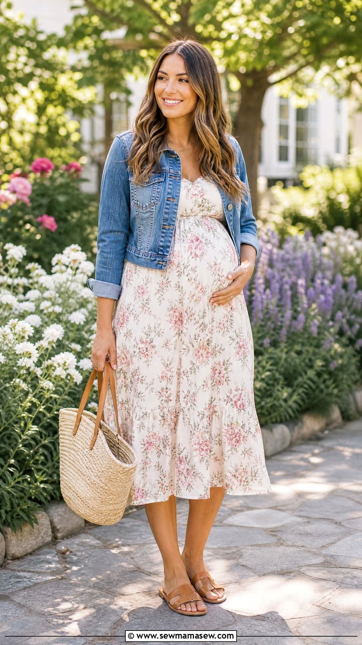 Flowy Sundress and Sandals Outfit - 25 Maternity outfit ideas for doctor appointment