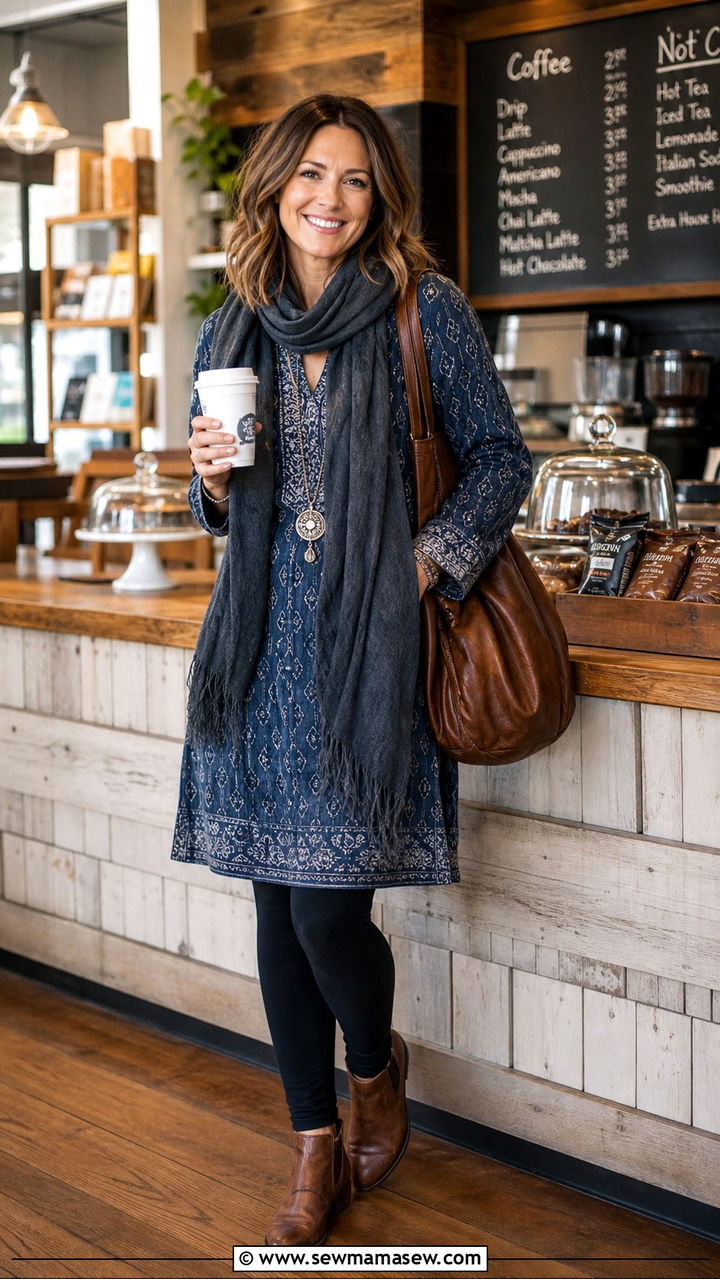 Flowy Tunic And Leggings Boho Chic Outfit - 40 boho chic outfit ideas
