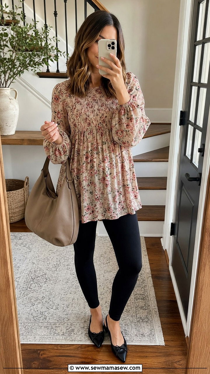 Flowy Tunic And Leggings Mom Outfit - 25 Mom uniform outfit ideas