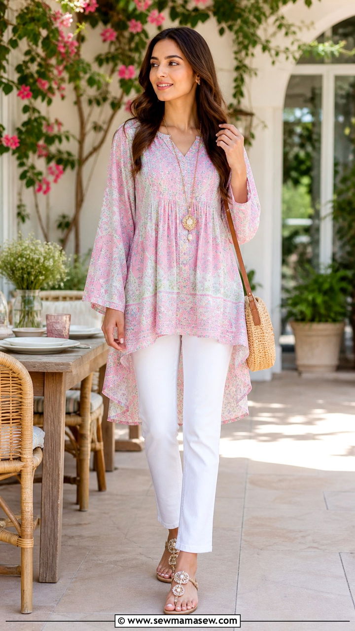 Flowy Tunic With White Jeans - 40 Mother's Day outfit ideas
