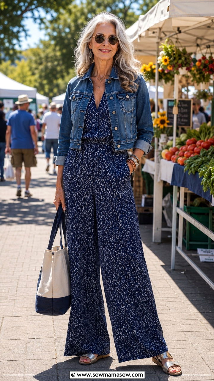 Flowy WideLeg Jumpsuit With A Cropped Jacket - 30 Tall outfits for women over 60