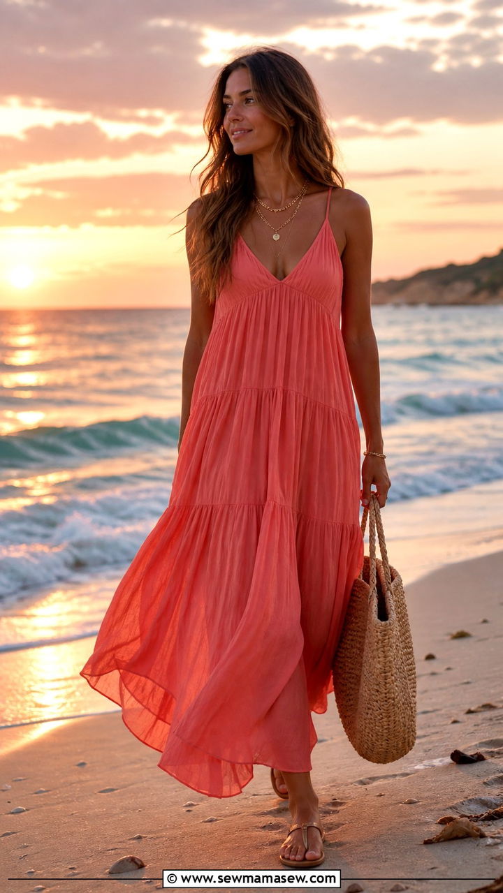 Flowy maxi dress beach day outfit - 20 Beach day outfit ideas 2026