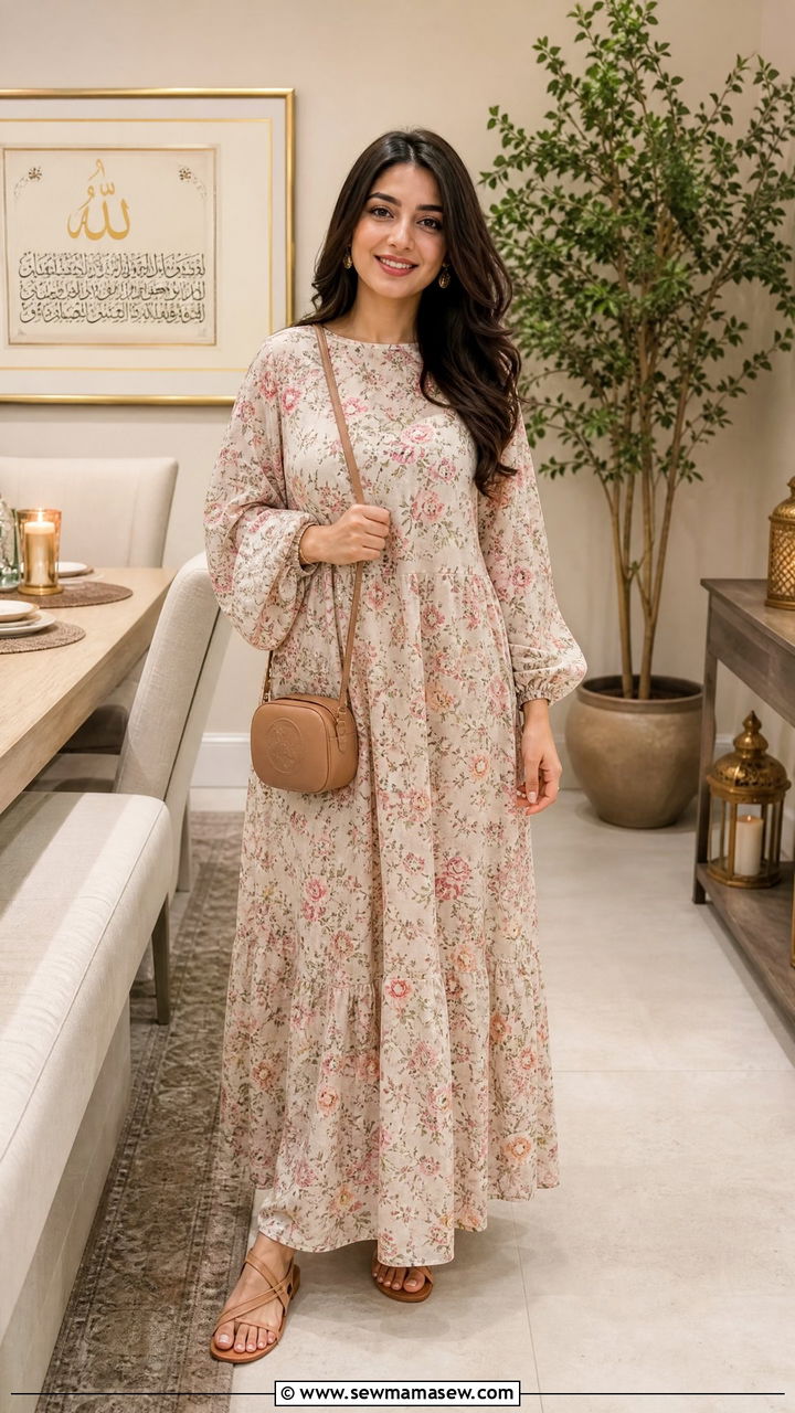 Flowy maxi dress with sandals - 25 Iftar outfit ideas