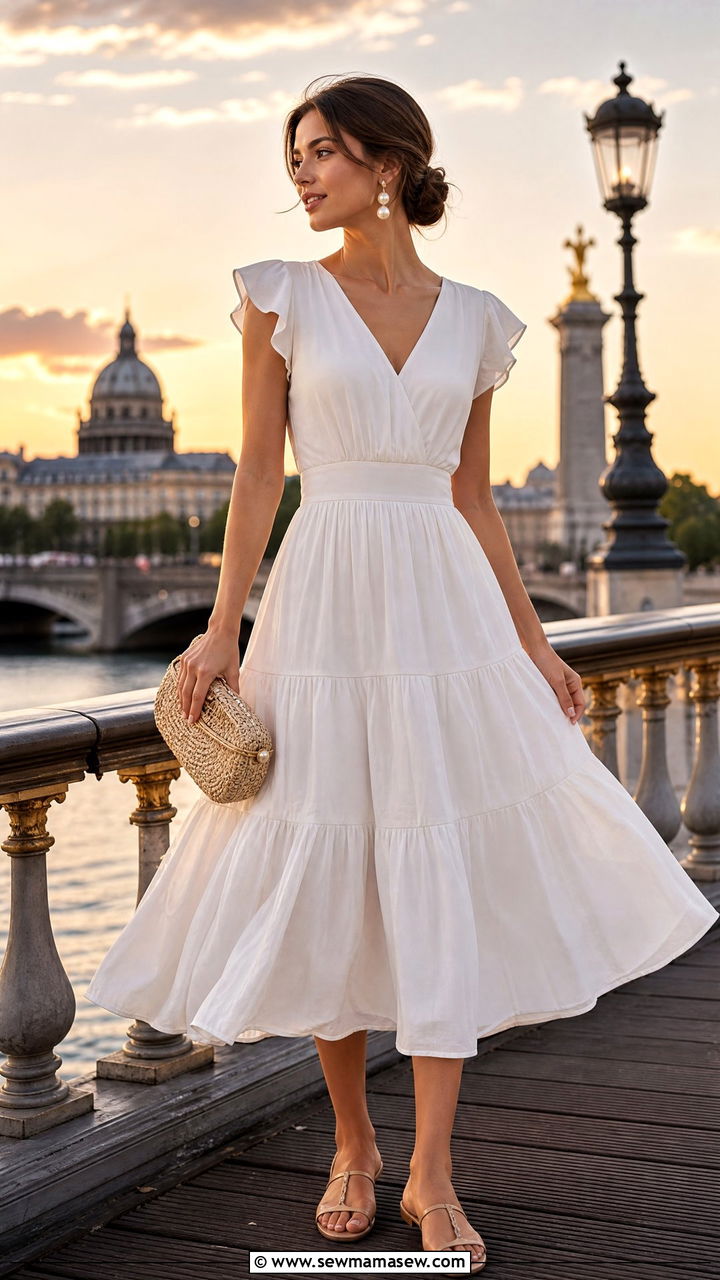 Flowy white dress outfit - 30 French girl outfits to copy