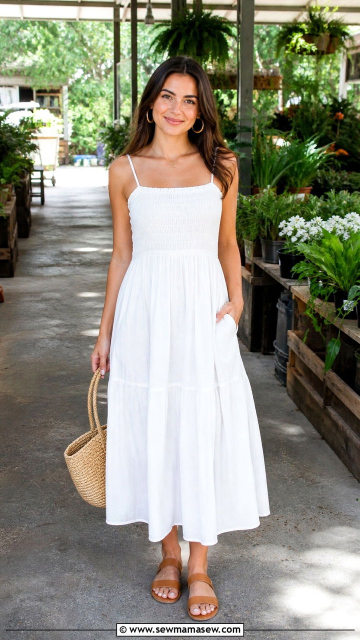 Flowy white sundress with sandals - 40 Cute summer outfits