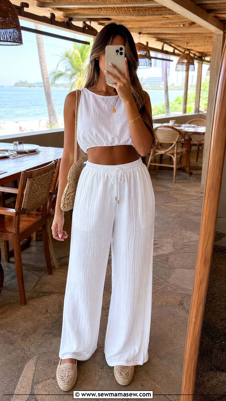 Flowy white two piece set - 40 What to wear in Honolulu