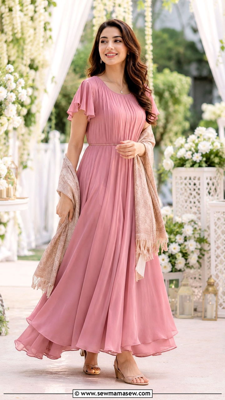 Flutter Sleeve Maxi for Nikkah Guest - 25 Wedding guest outfit ideas Nikkah ceremony