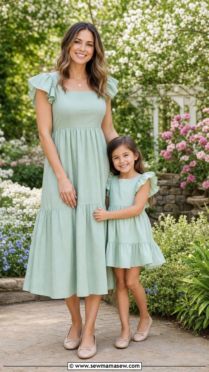 Flutter Sleeve Pastel Spring Coordination - 25 Spring mother daughter outfits