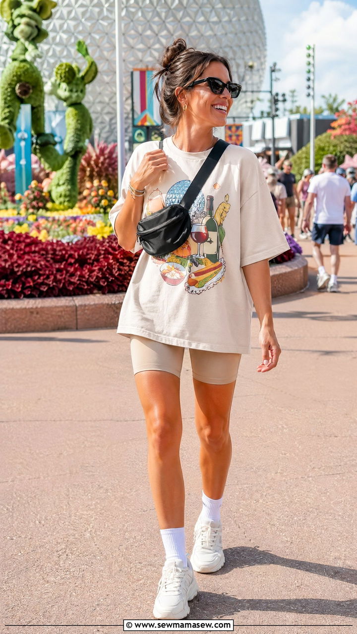 Food and Wine Graphic Tee and Biker Shorts - 35 Epcot outfit ideas