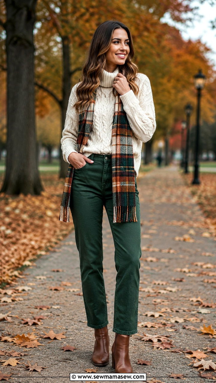 Forest Green Jeans Outfit Fall Look - 30 Green jeans outfit ideas