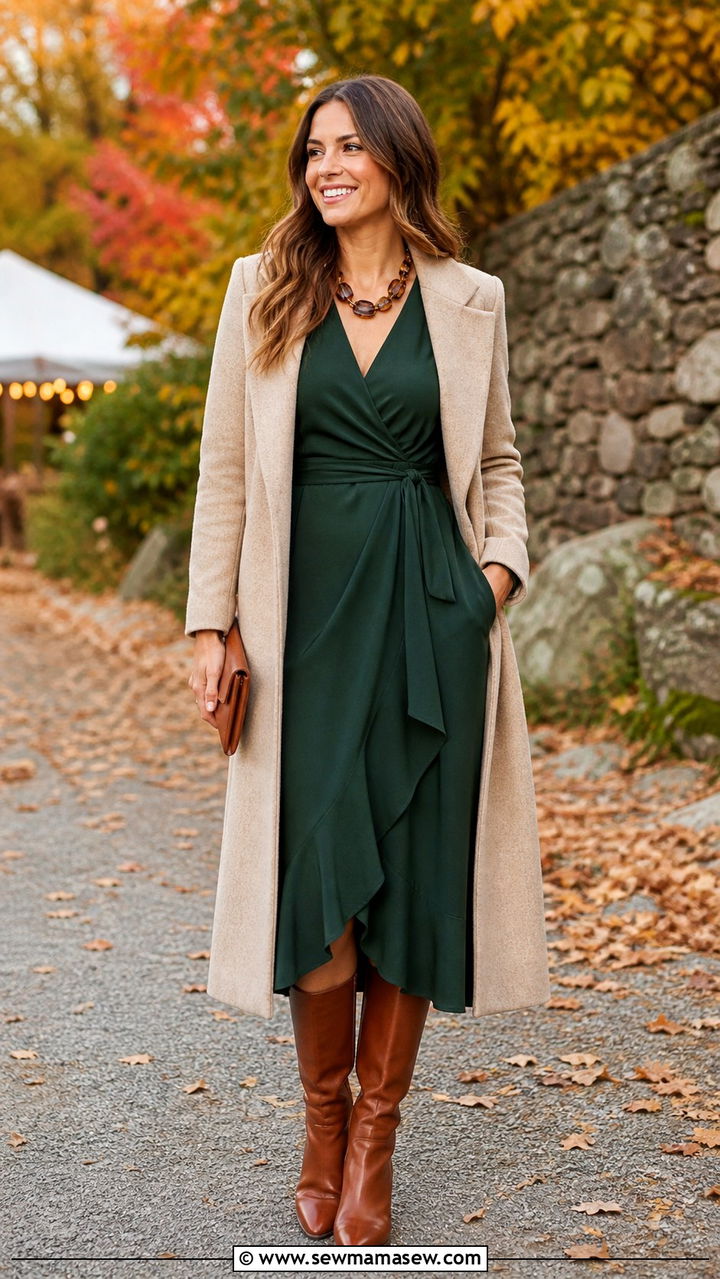 Forest Green Wrap Dress Wedding Guest - 40 classy wedding guest outfit ideas