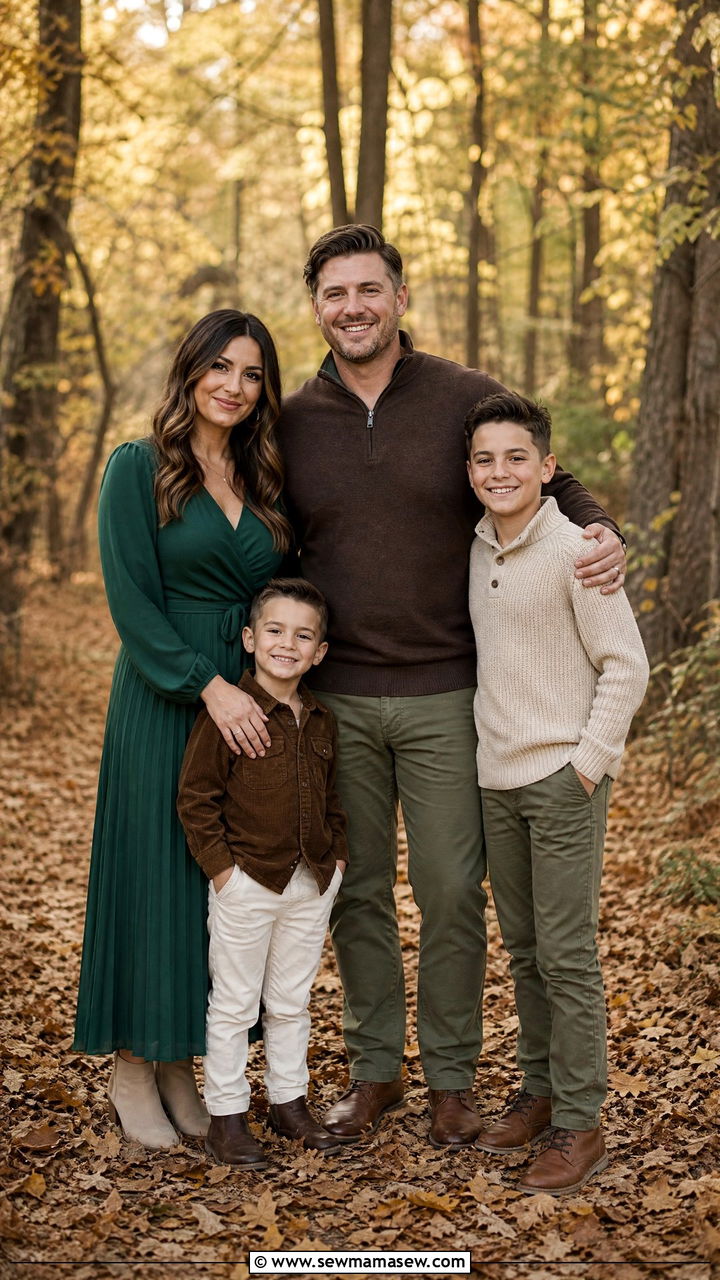 Forest Greens And Warm Browns For Woodland Fall Photos - 30 family photo outfits ideas