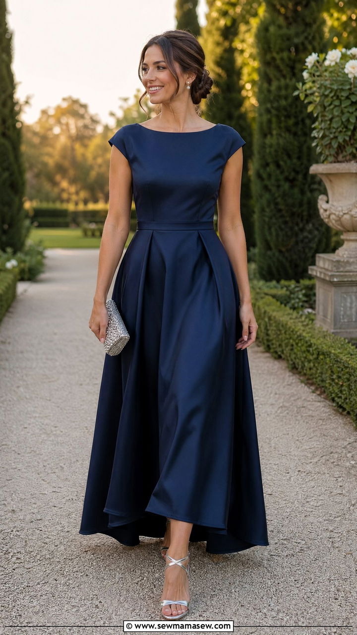 Formal Wedding Guest Navy Blue A Line Gown - 35 Formal wedding guest outfit ideas
