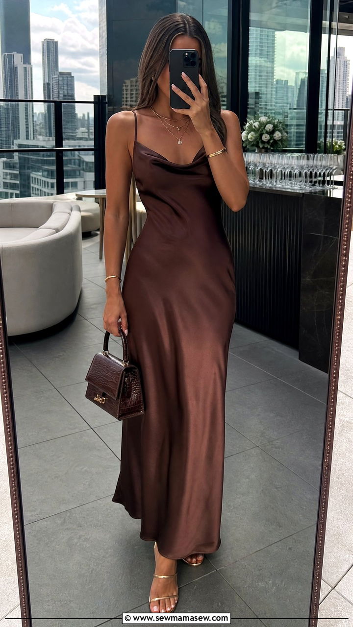 Formal Wedding Guest Satin Slip Maxi Dress - 35 Formal wedding guest outfit ideas