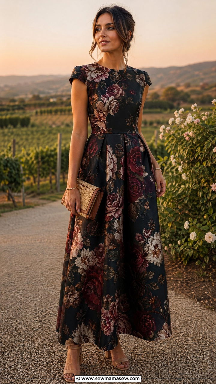 Formal Wedding Guest Structured Floral Maxi Dress - 35 Formal wedding guest outfit ideas