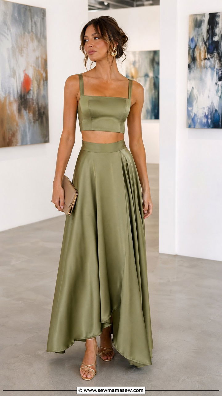 Formal Wedding Guest Two Piece Crop Top Maxi Skirt Set - 35 Formal wedding guest outfit ideas