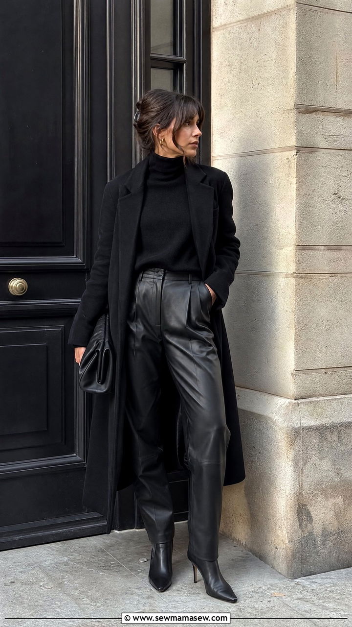 French Girl All Black Textured Outfit - 30 French girl outfits aesthetic