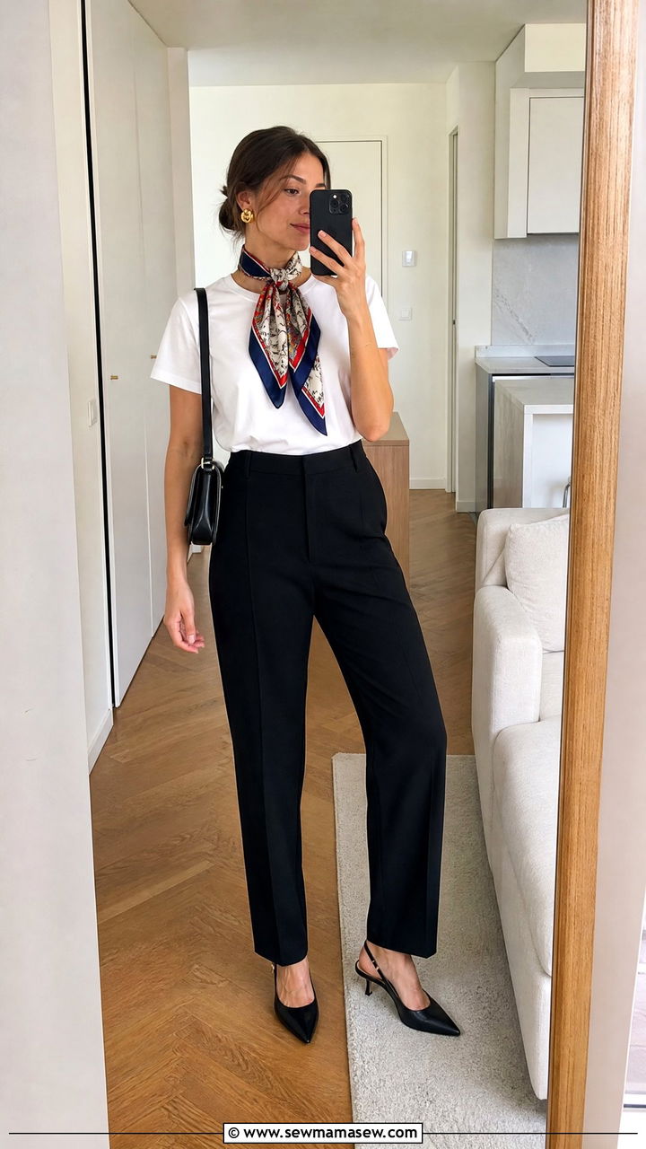 French Girl Silk Scarf Outfit - 30 French girl outfits inspo
