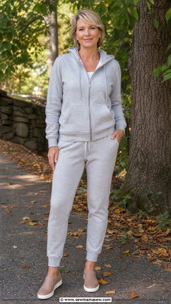 French Terry Jogger Set With Zip Hoodie - 25 Loungewear outfit ideas for women over 50