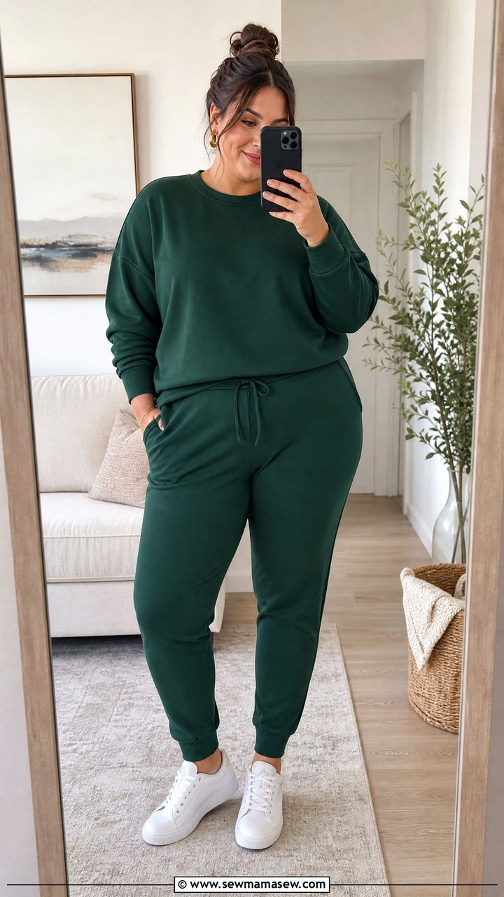 French Terry Sweatshirt and Jogger Plus Size - 25 Matching set outfit ideas plus size