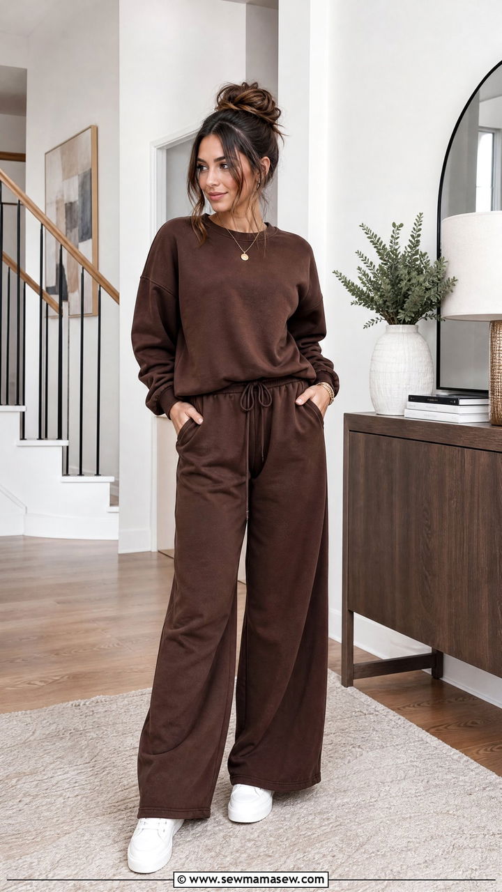 French Terry Sweatsuit with Platform Sneakers - 30 Outfit ideas for stay at home moms