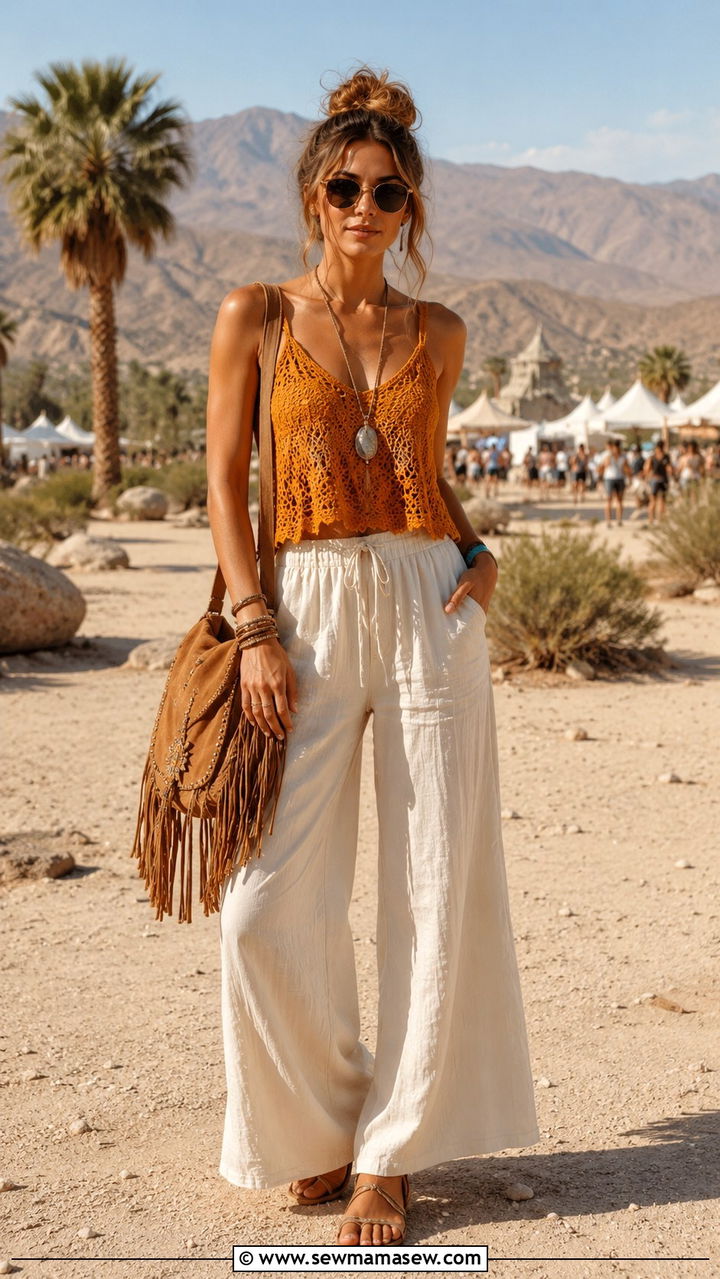 Fringe Bag and Crochet Top Outfit - 30 chic music festival outfits for women
