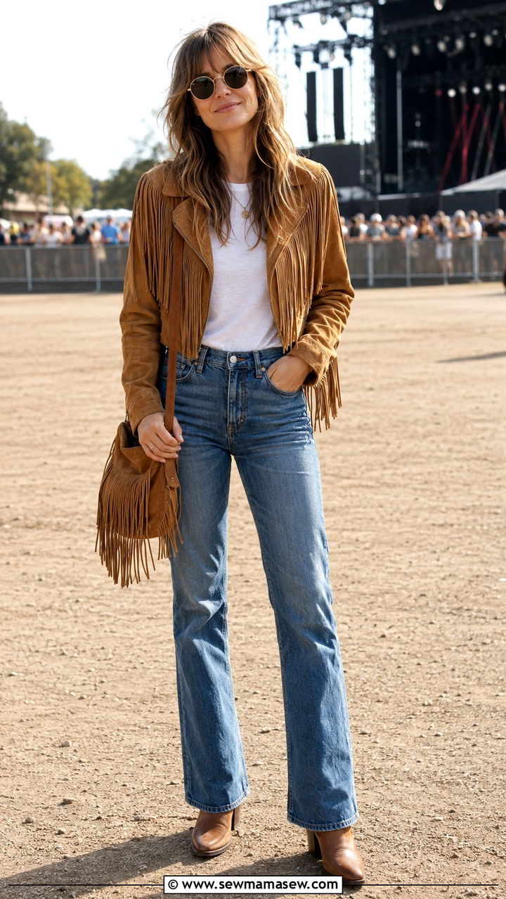 Fringe Jacket 70s Spring Outfit - 30 spring retro outfit ideas