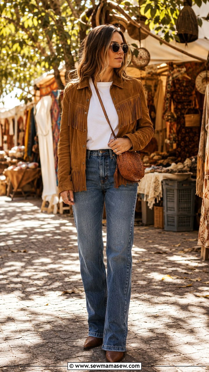 Fringe Suede Jacket with White Tee and Denim Outfit - 25 2026 fashion must haves