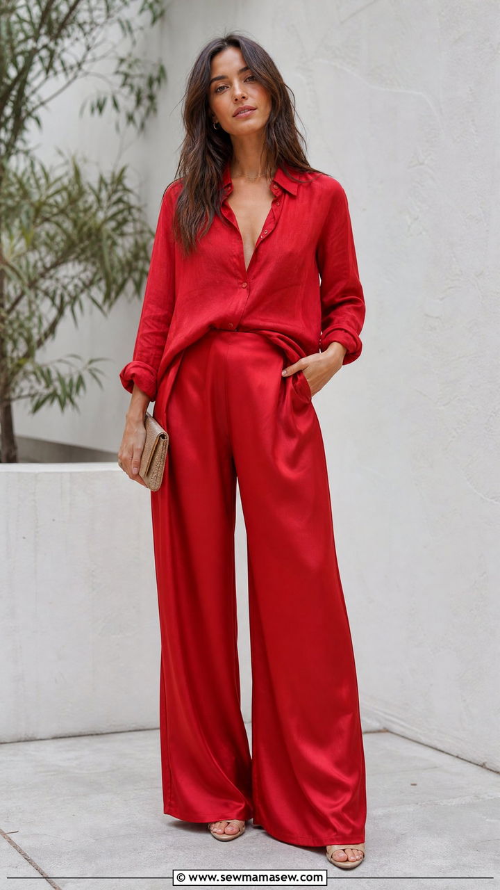 Full Monochrome Red Outfit - 30 summer red outfit ideas
