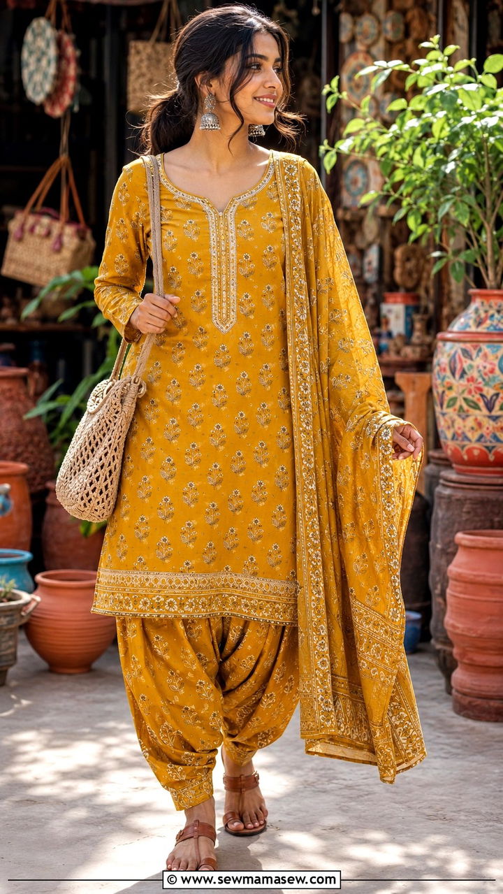 Full sleeve salwar kameez with jhumkas - 20 Modest outfit ideas for India