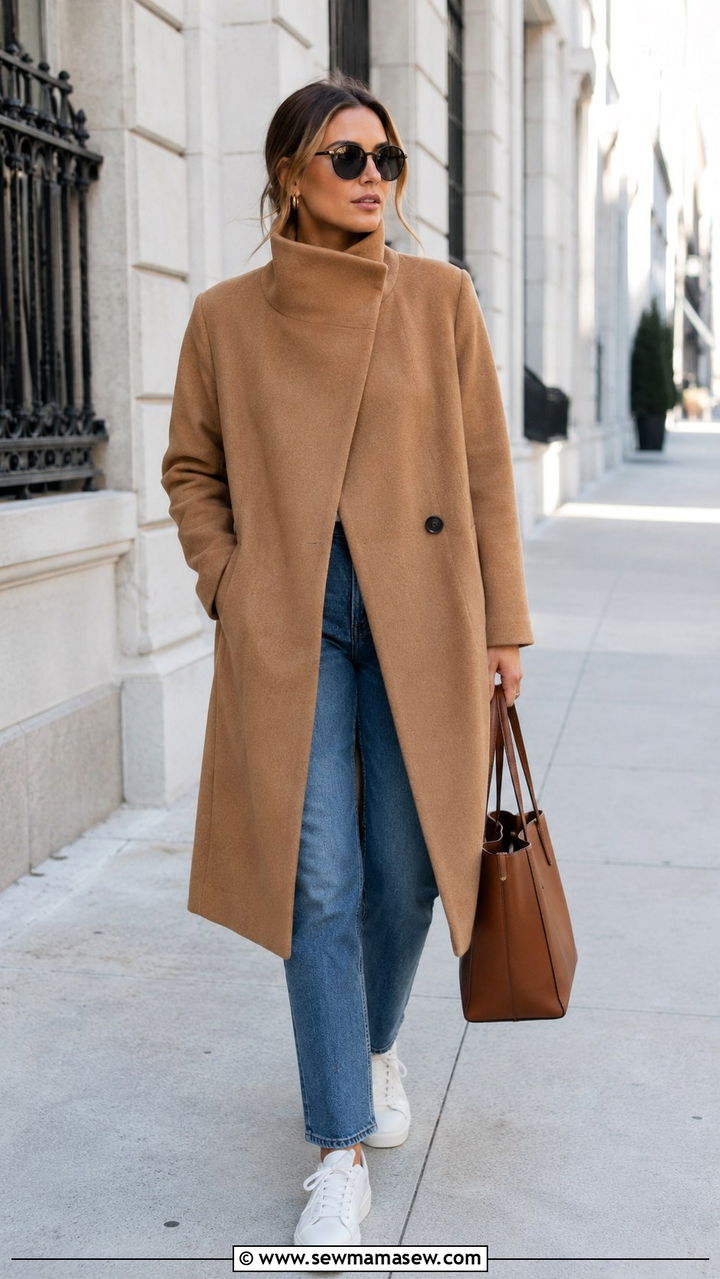 Funnel Neck Coat and Straight Leg Jeans Outfit - 25 2026 fashion must haves
