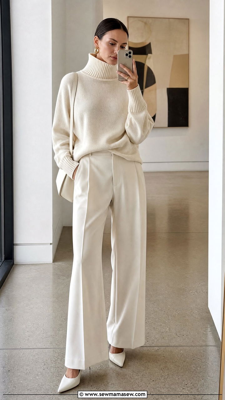 Funnel Neck Sweater With Wide Leg Trousers - 30 glamoratti outfits