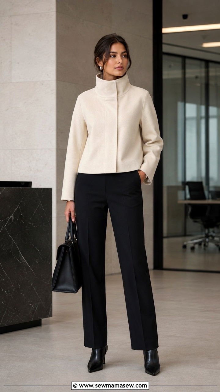 Funnel neck jacket and tailored trousers outfit - 25 Trendy outfits 2026