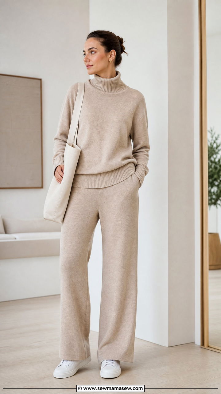 Funnel neck knit co ord set outfit - 25 Funnel neck outfit ideas 2026