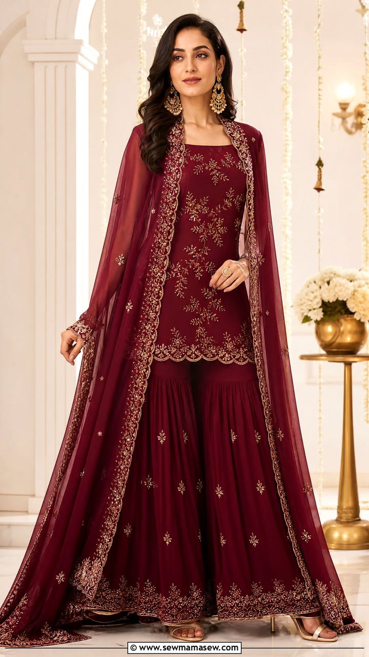Fusion Sharara with Cape for Karwa Chauth - 25 Karwa Chauth outfit ideas