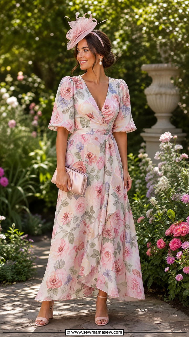 Garden Party Maxi Dress With Block Heels - 30 Maxi dress outfit ideas with sandals