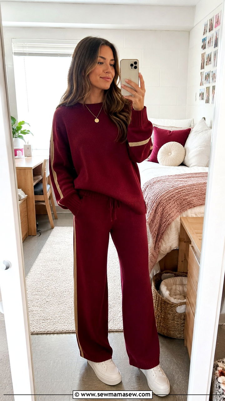 Garnet and Gold Matching Cozy Lounge Set With Platform Sneakers - 20 Gameday outfit ideas FSU