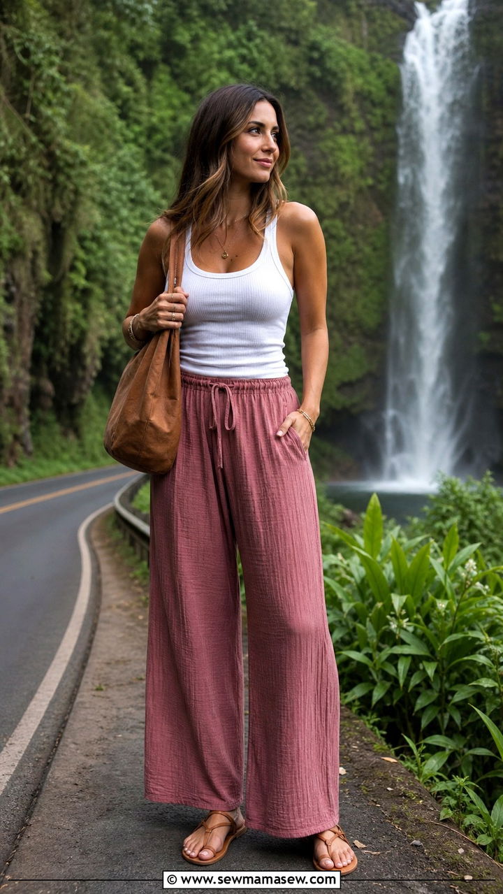 Gauze Pants With Fitted Tank For Maui - 40 What to wear in Maui