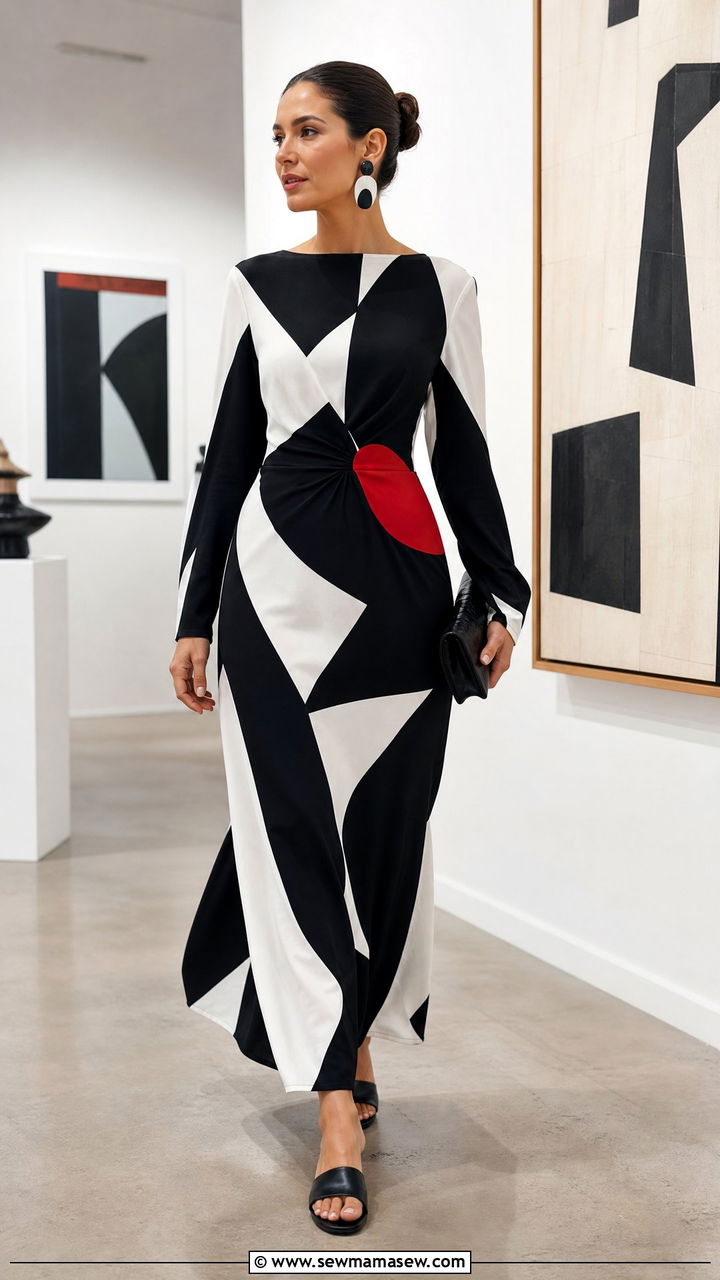 Geometric print maxi dress outfit - 35 maxi dress outfits aesthetic