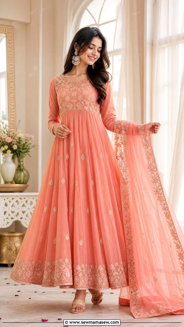 Georgette Anarkali With Dupatta - 30 Eid outfits for girls