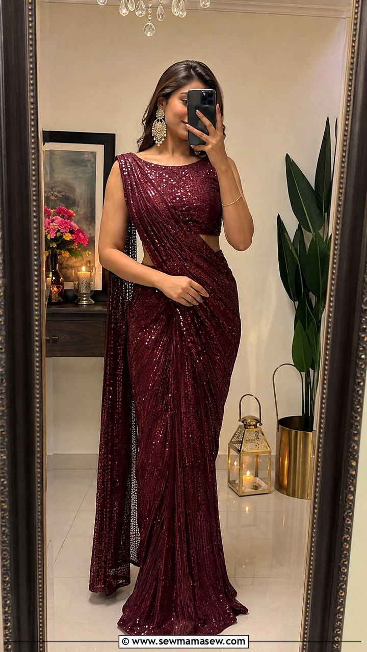 Georgette Saree for Sangeet Ceremony - 25 Wedding guest outfit ideas Sangeet ceremony
